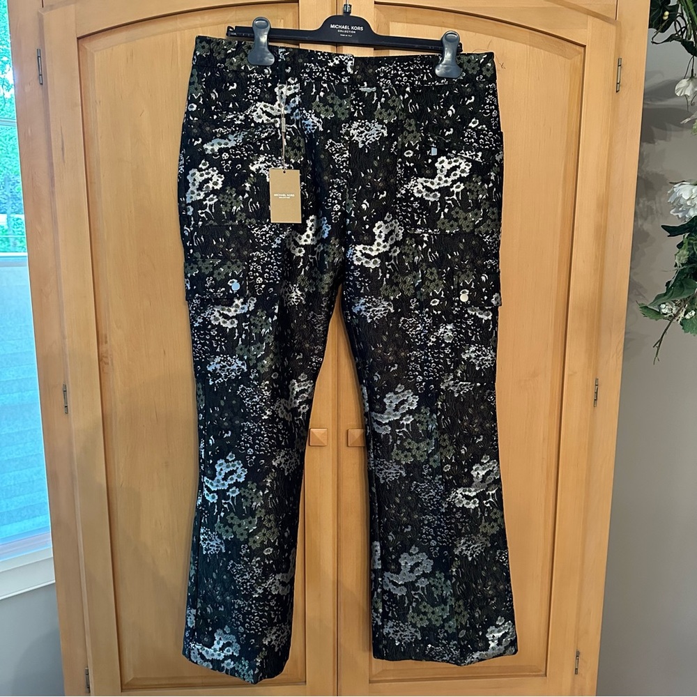 Michael Kors Collection Green Camo Floral Pant